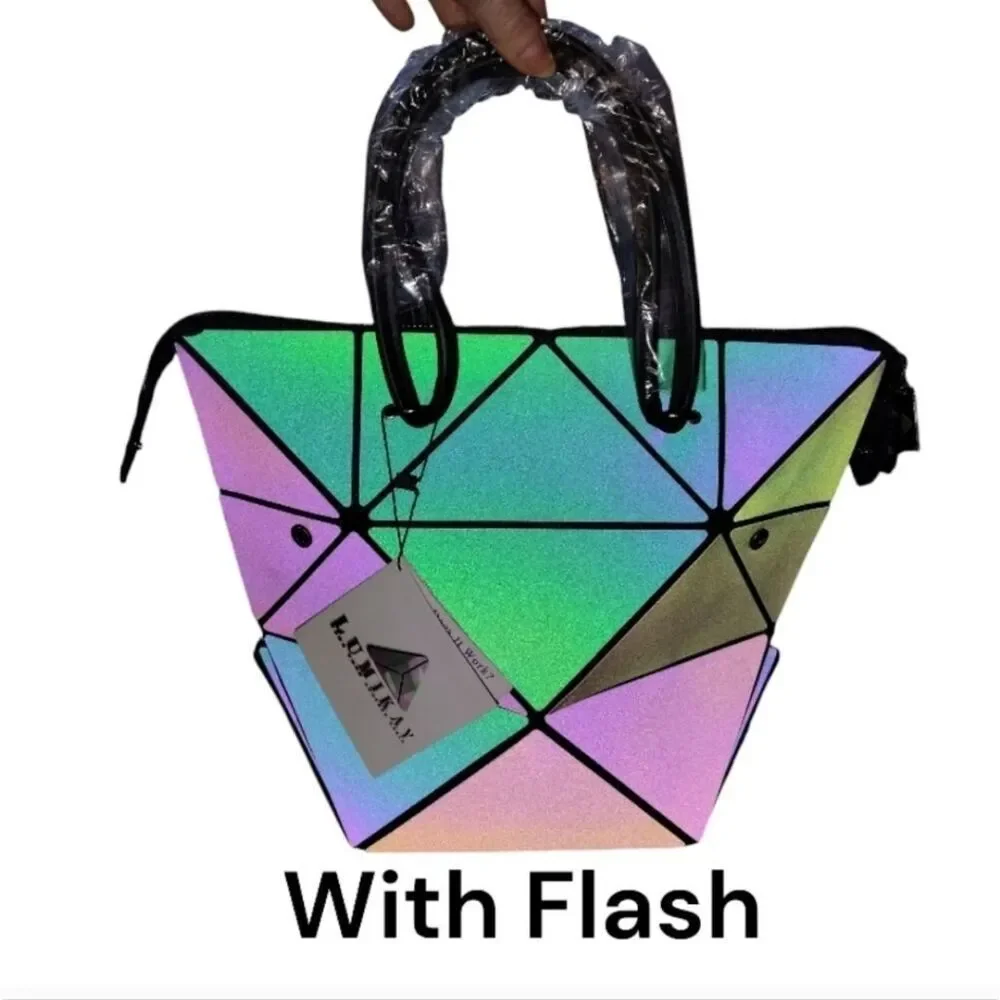 Lumikay Original Geo Holographic‎ Multicolor Satchel Purse Hand Bag NWT